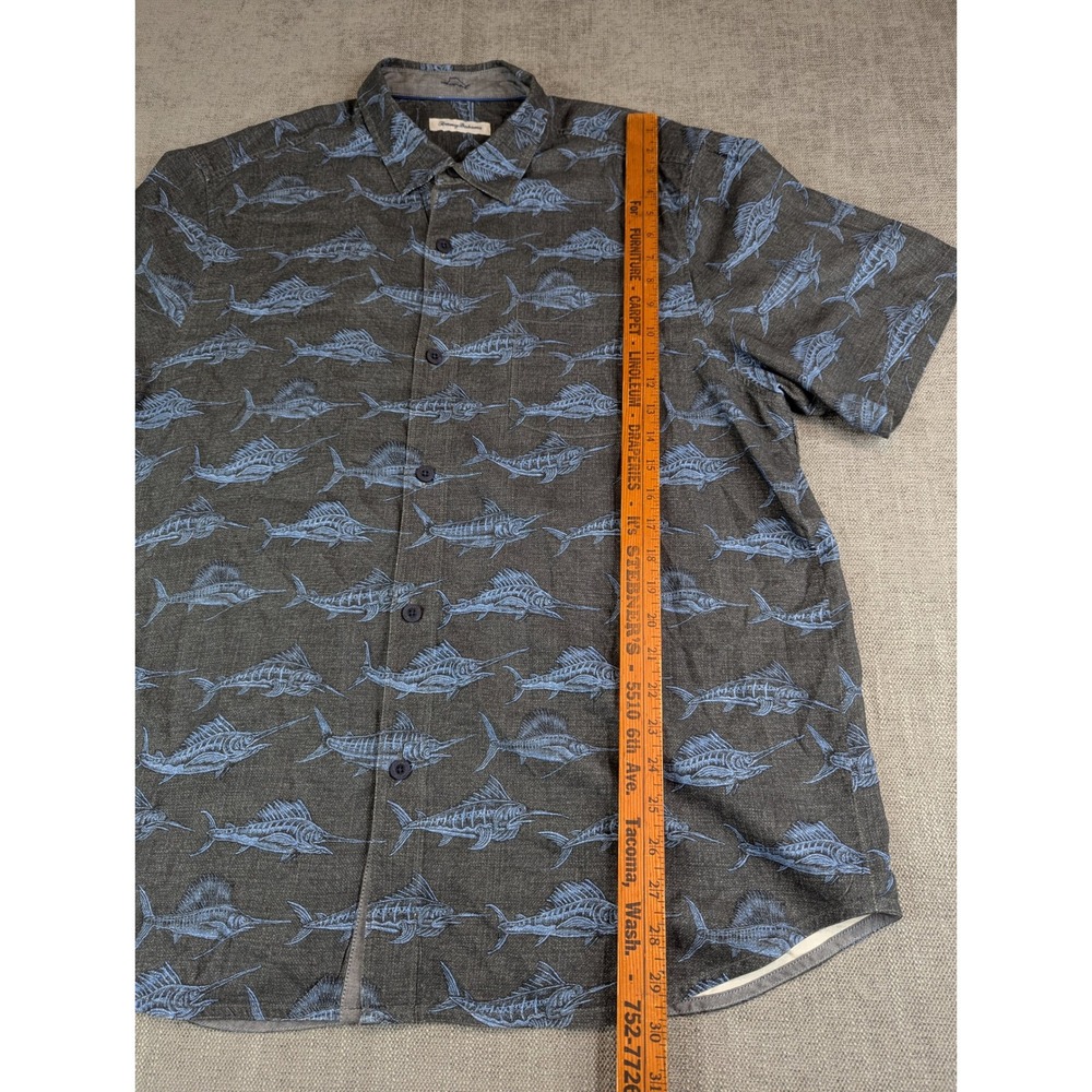 Tommy Bahama Shirt Men XL Blue Silk Marlin Bar Fish AOP Print Artist Series Camp - Picture 5 of 8